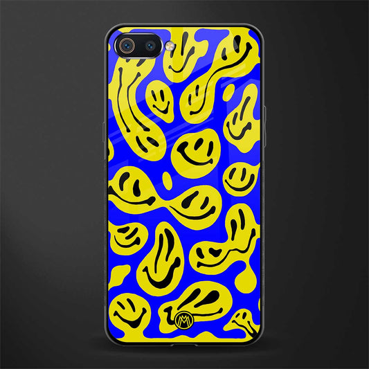 acid smiles yellow blue glass case for oppo a1k image