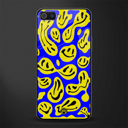 acid smiles yellow blue glass case for oppo a1k image