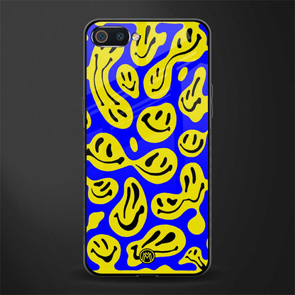 acid smiles yellow blue glass case for realme c2 image