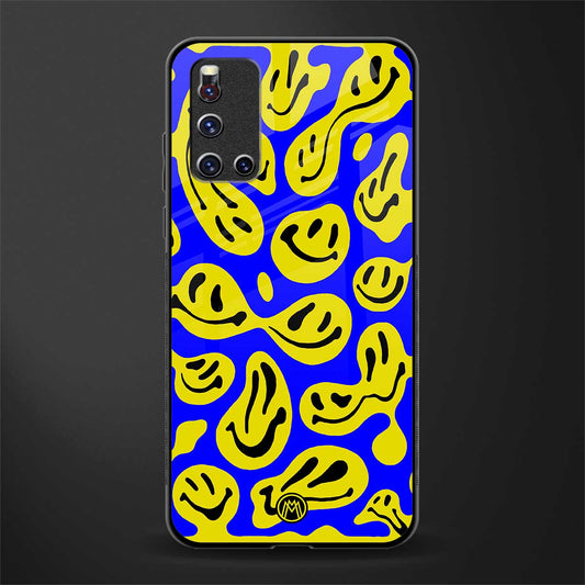 acid smiles yellow blue glass case for vivo v19 image