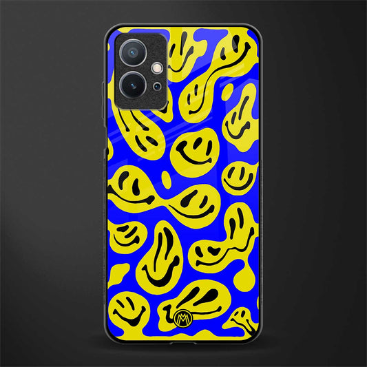 acid smiles yellow blue glass case for vivo y75 5g image