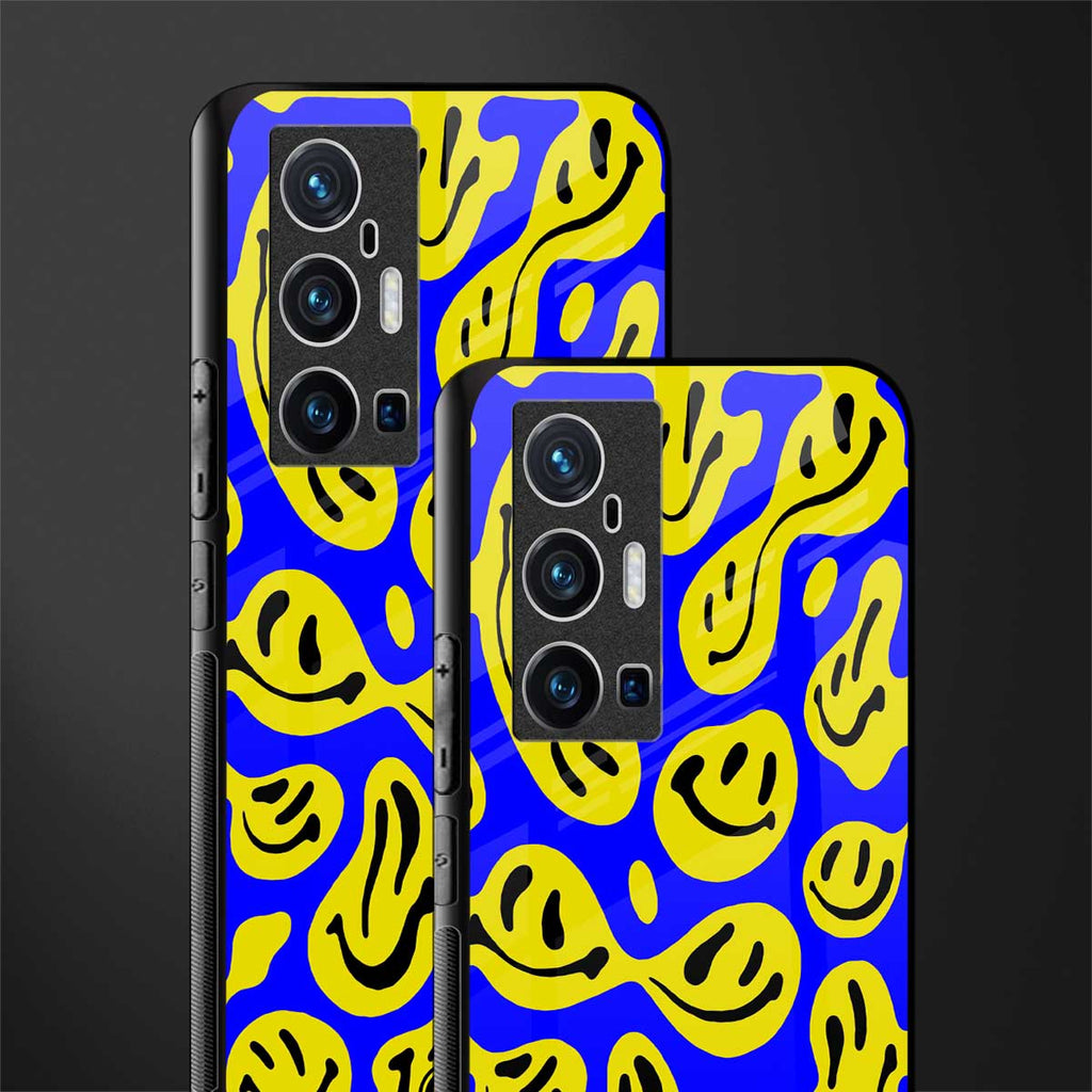 acid smiles yellow blue glass case for vivo x70 pro plus image-2