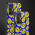 acid smiles yellow blue glass case for vivo x70 pro plus image-2