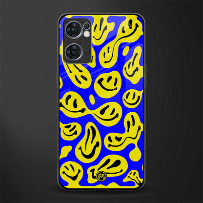 acid smiles yellow blue glass case for oppo reno7 5g image
