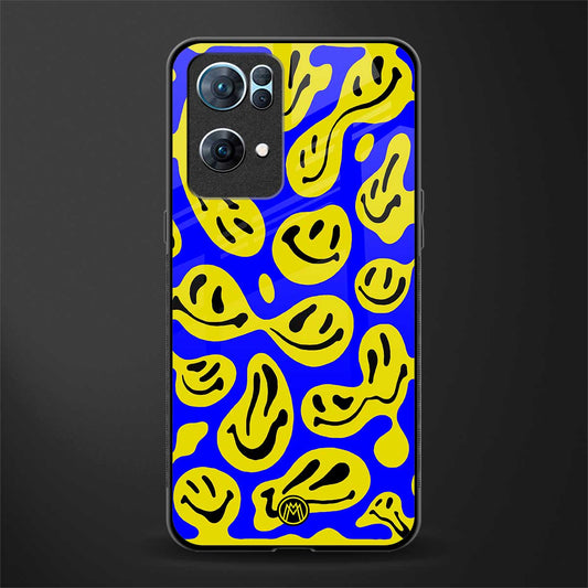 acid smiles yellow blue glass case for oppo reno7 pro 5g image
