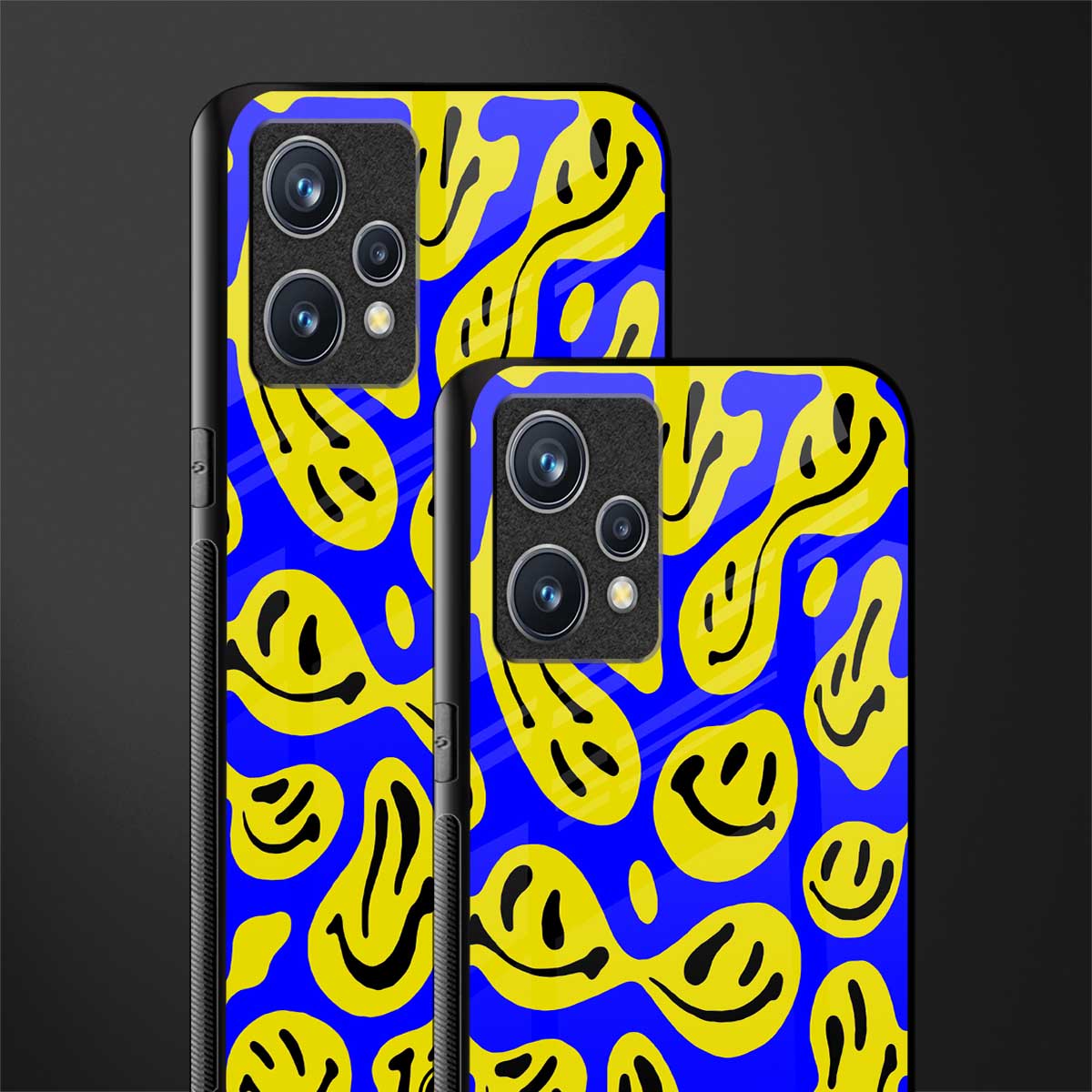 acid smiles yellow blue glass case for realme 9 4g image-2