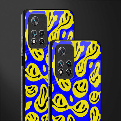 acid smiles yellow blue glass case for xiaomi 11i 5g image-2