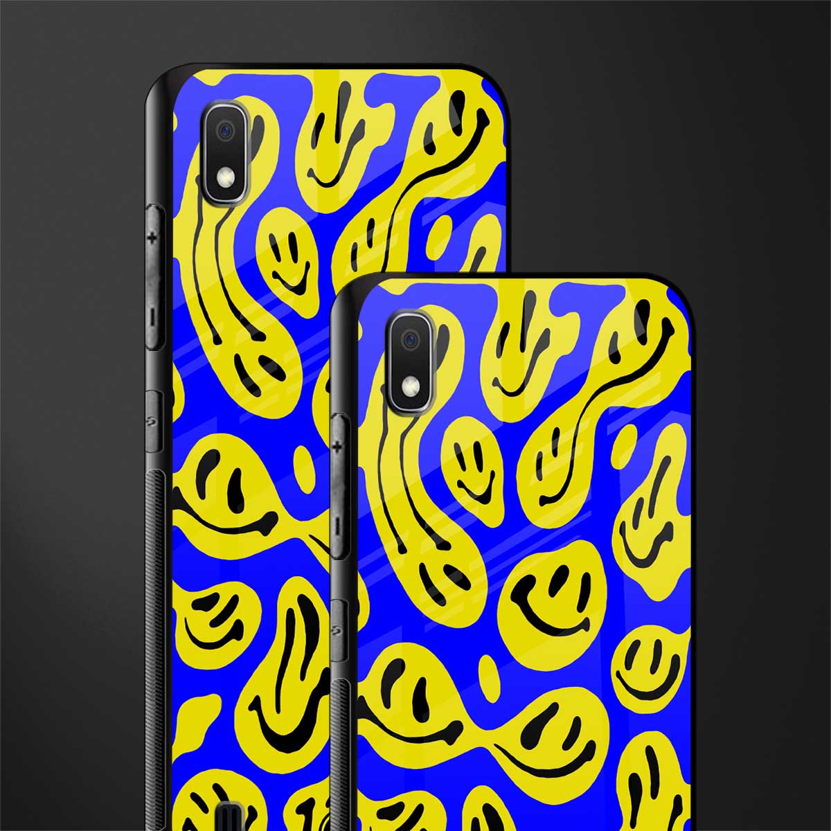 acid smiles yellow blue glass case for samsung galaxy a10 image-2