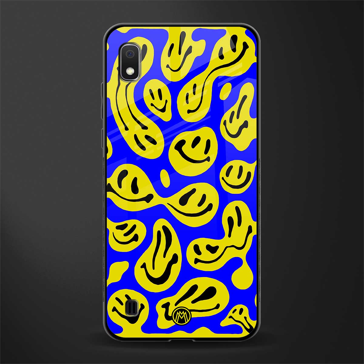 acid smiles yellow blue glass case for samsung galaxy a10 image