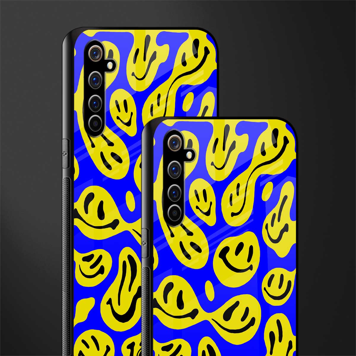 acid smiles yellow blue glass case for realme x50 pro image-2