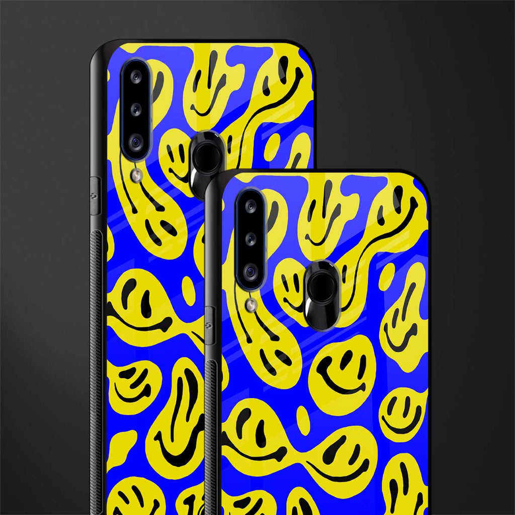 acid smiles yellow blue glass case for samsung galaxy a20s image-2