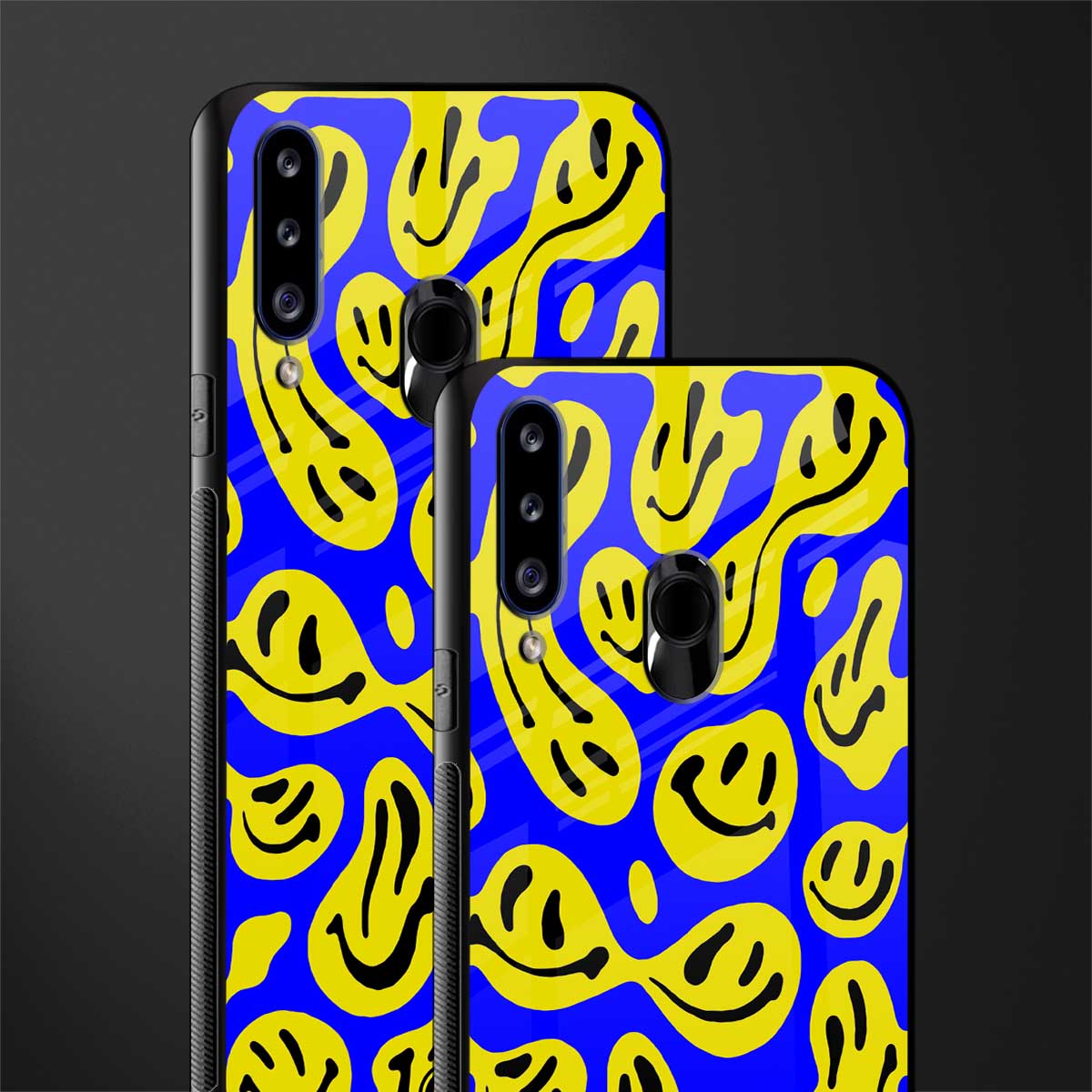 acid smiles yellow blue glass case for samsung galaxy a20s image-2