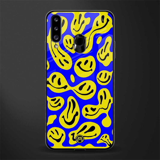 acid smiles yellow blue glass case for samsung galaxy a20s image