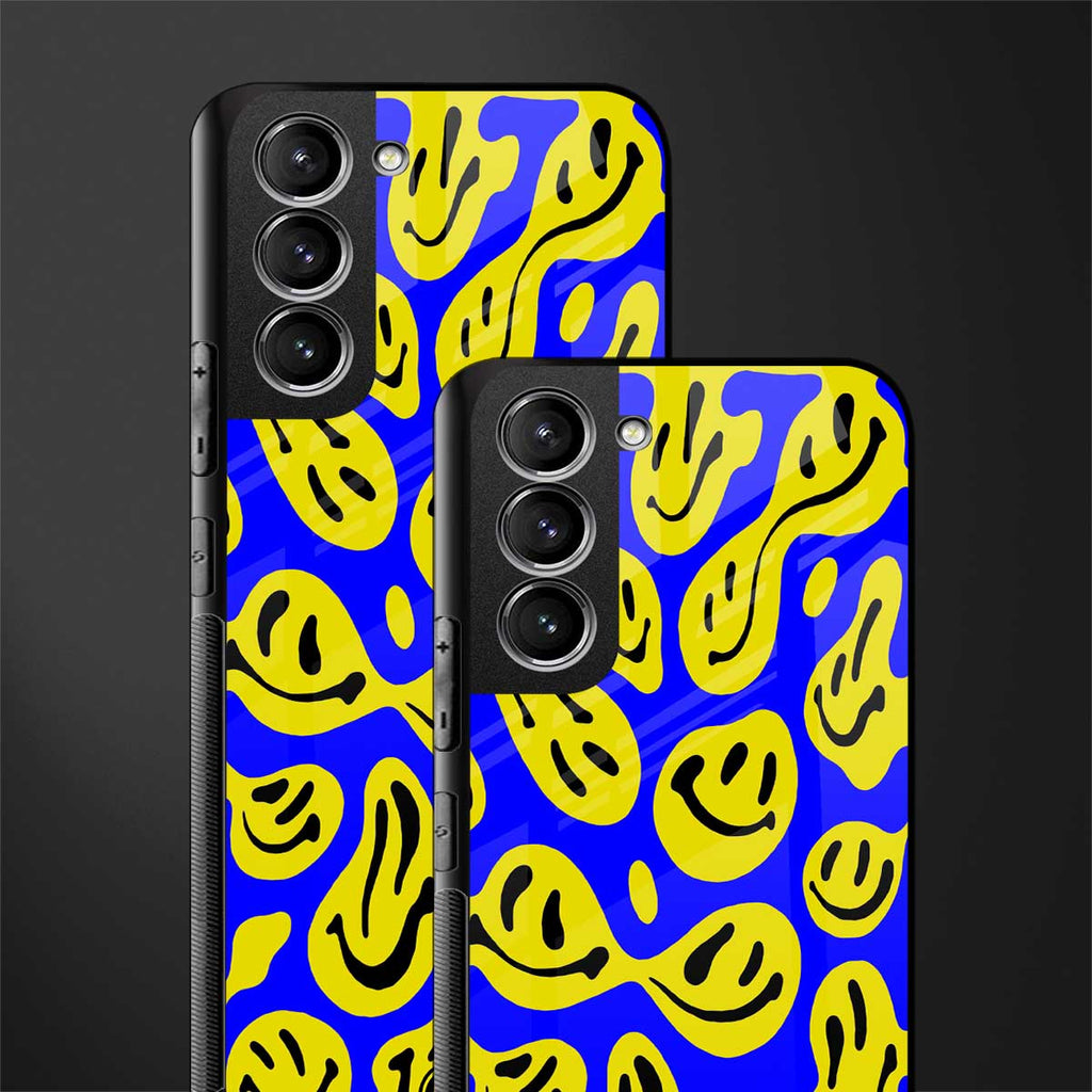 acid smiles yellow blue glass case for samsung galaxy s21 image-2