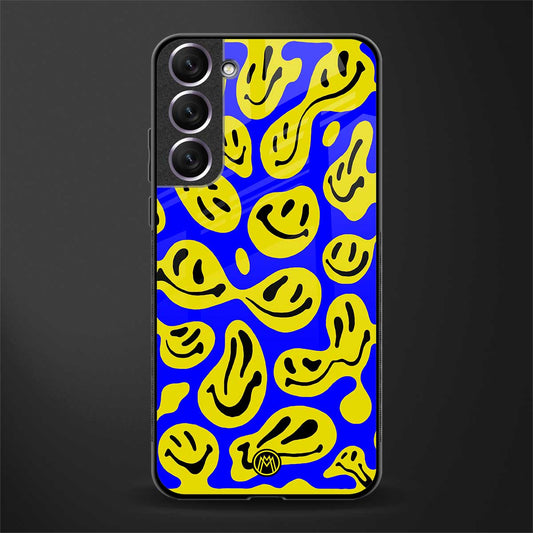 acid smiles yellow blue glass case for samsung galaxy s21 image