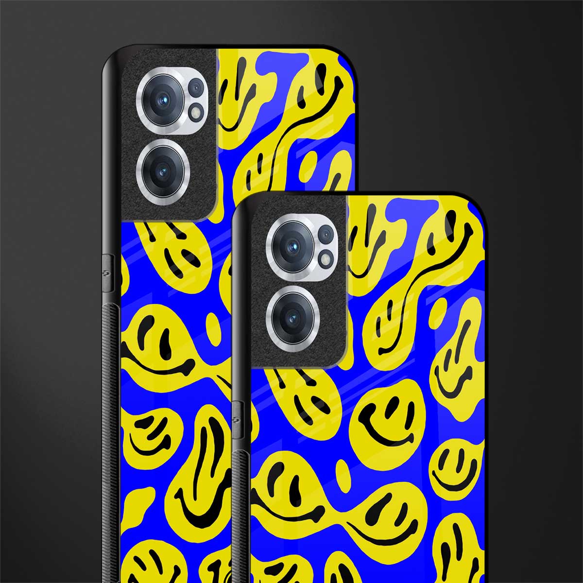 acid smiles yellow blue glass case for oneplus nord ce 2 5g image-2