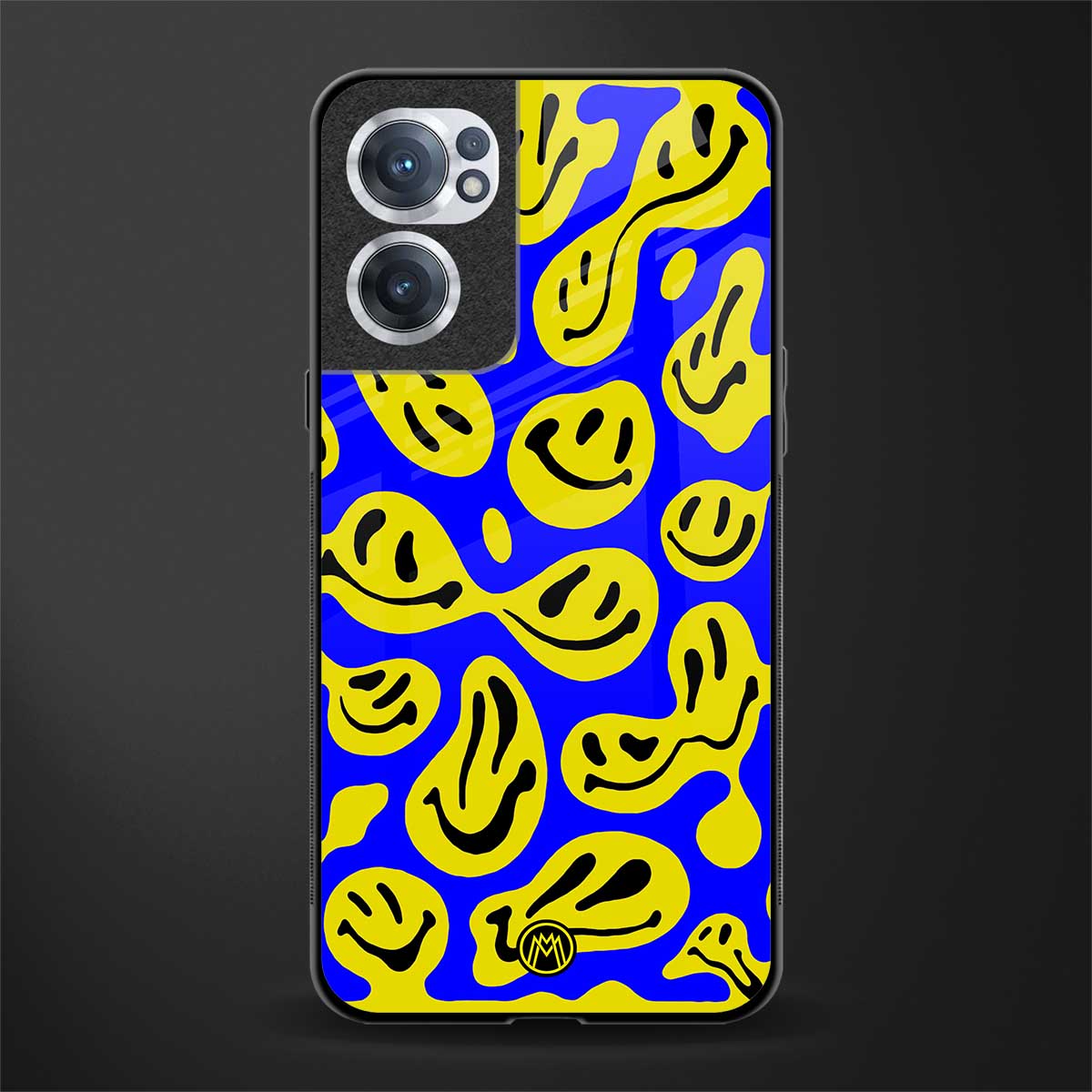 acid smiles yellow blue glass case for oneplus nord ce 2 5g image