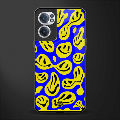 acid smiles yellow blue glass case for oneplus nord ce 2 5g image