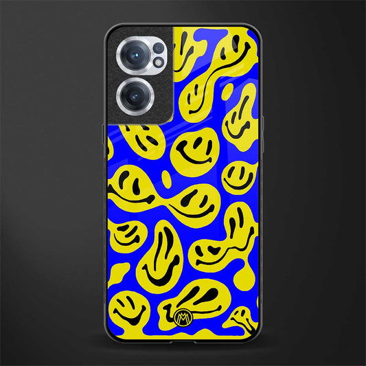 acid smiles yellow blue glass case for oneplus nord ce 2 5g image