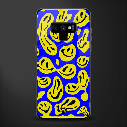 acid smiles yellow blue glass case for samsung galaxy note 9 image