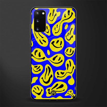 acid smiles yellow blue glass case for samsung galaxy s20 image