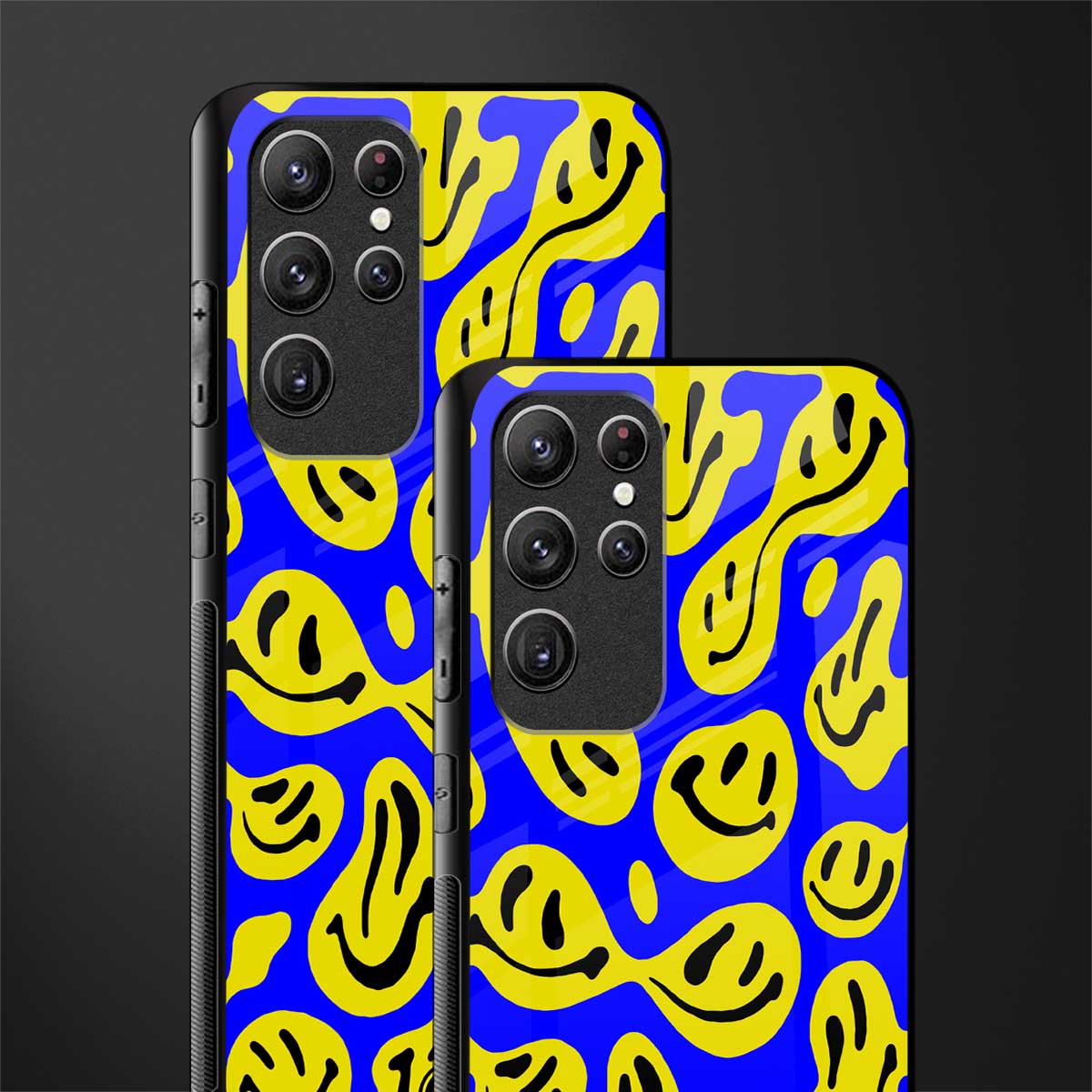 acid smiles yellow blue glass case for samsung galaxy s22 ultra 5g image-2