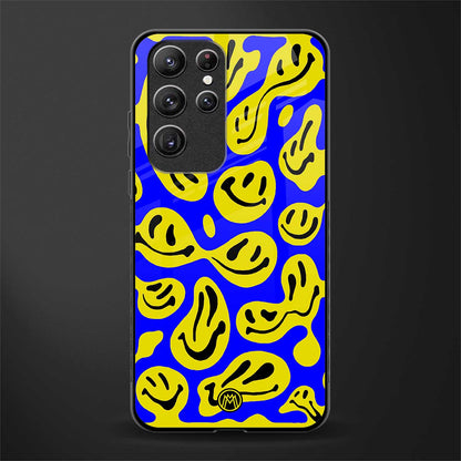 acid smiles yellow blue glass case for samsung galaxy s21 ultra image