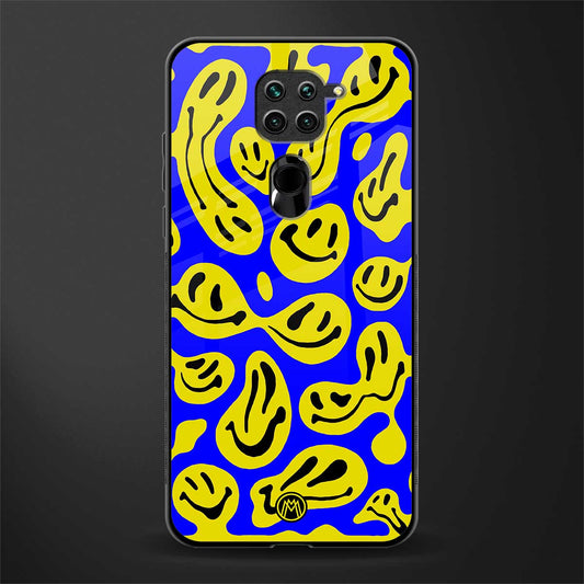 acid smiles yellow blue glass case for redmi note 9 image