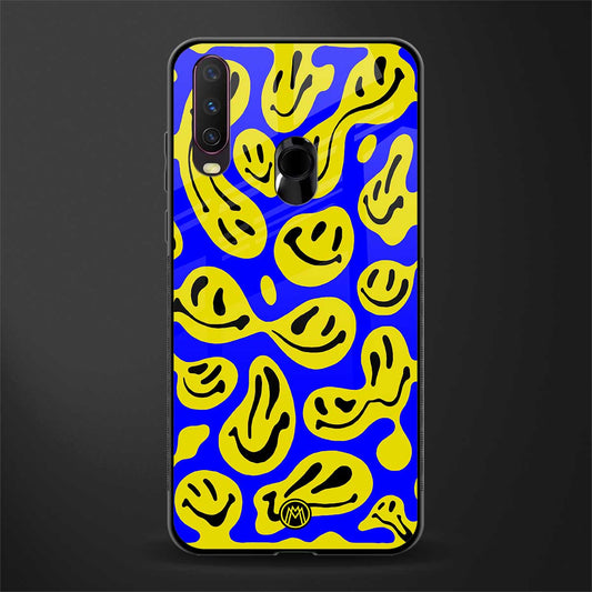 acid smiles yellow blue glass case for vivo u10 image