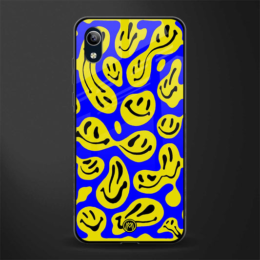 acid smiles yellow blue glass case for vivo y1s without fingerprint image