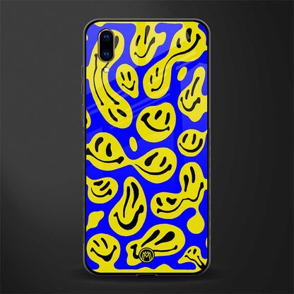 acid smiles yellow blue glass case for vivo v11 pro image