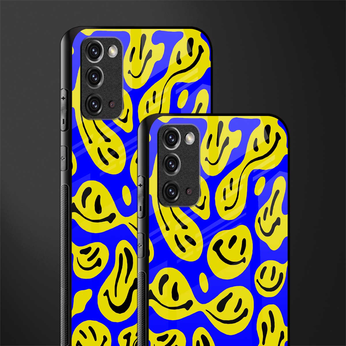 acid smiles yellow blue glass case for samsung galaxy note 20 image-2