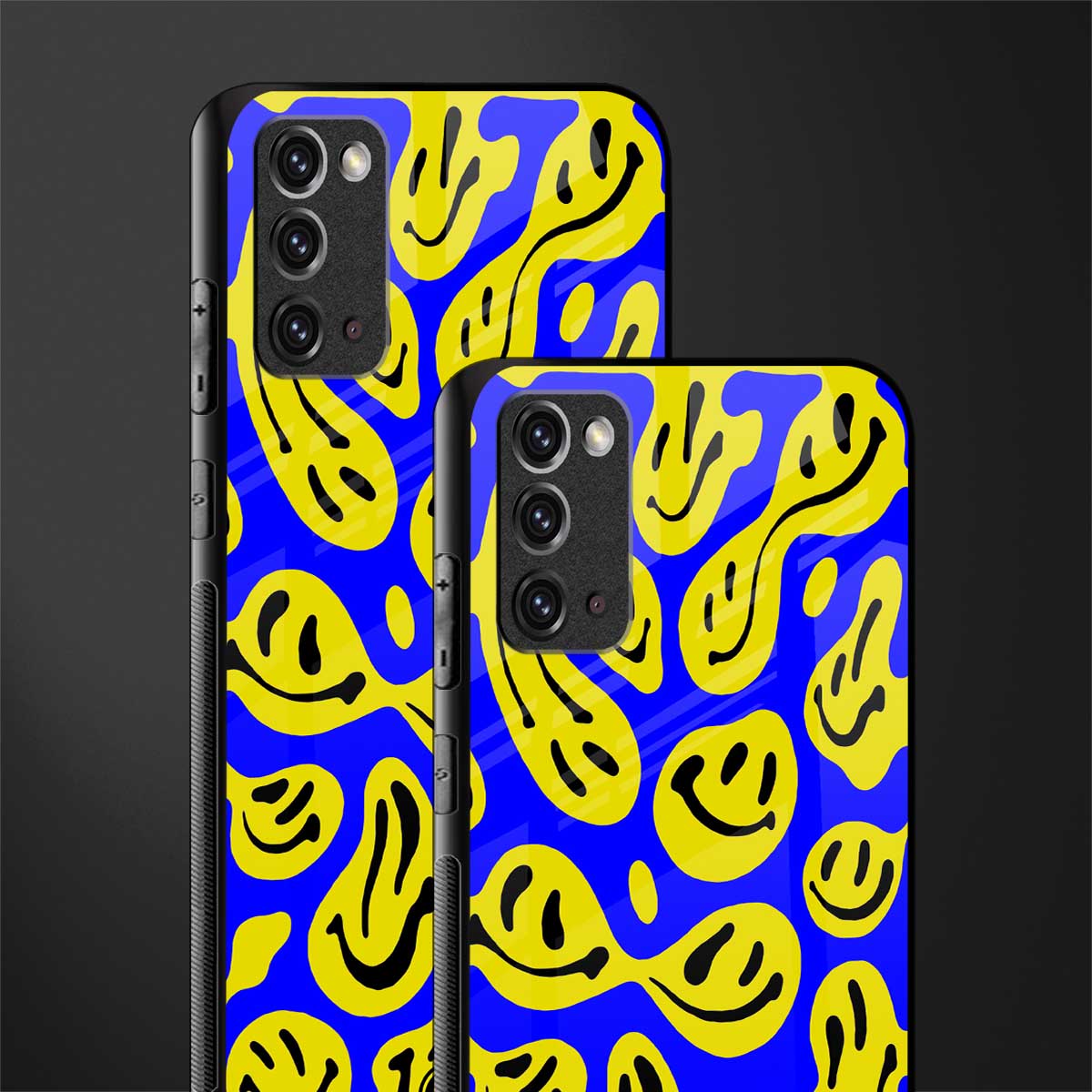 acid smiles yellow blue glass case for samsung note 20 image-2