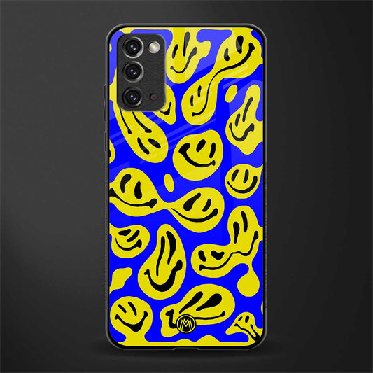 acid smiles yellow blue glass case for samsung galaxy note 20 image