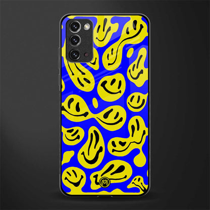 acid smiles yellow blue glass case for samsung galaxy note 20 image