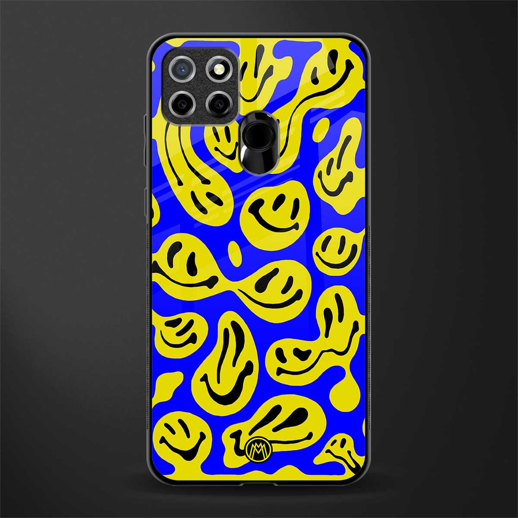 acid smiles yellow blue glass case for realme narzo 30a image