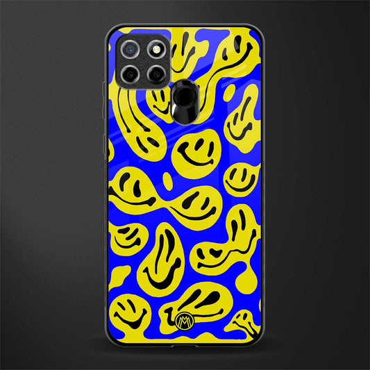 acid smiles yellow blue glass case for realme narzo 30a image