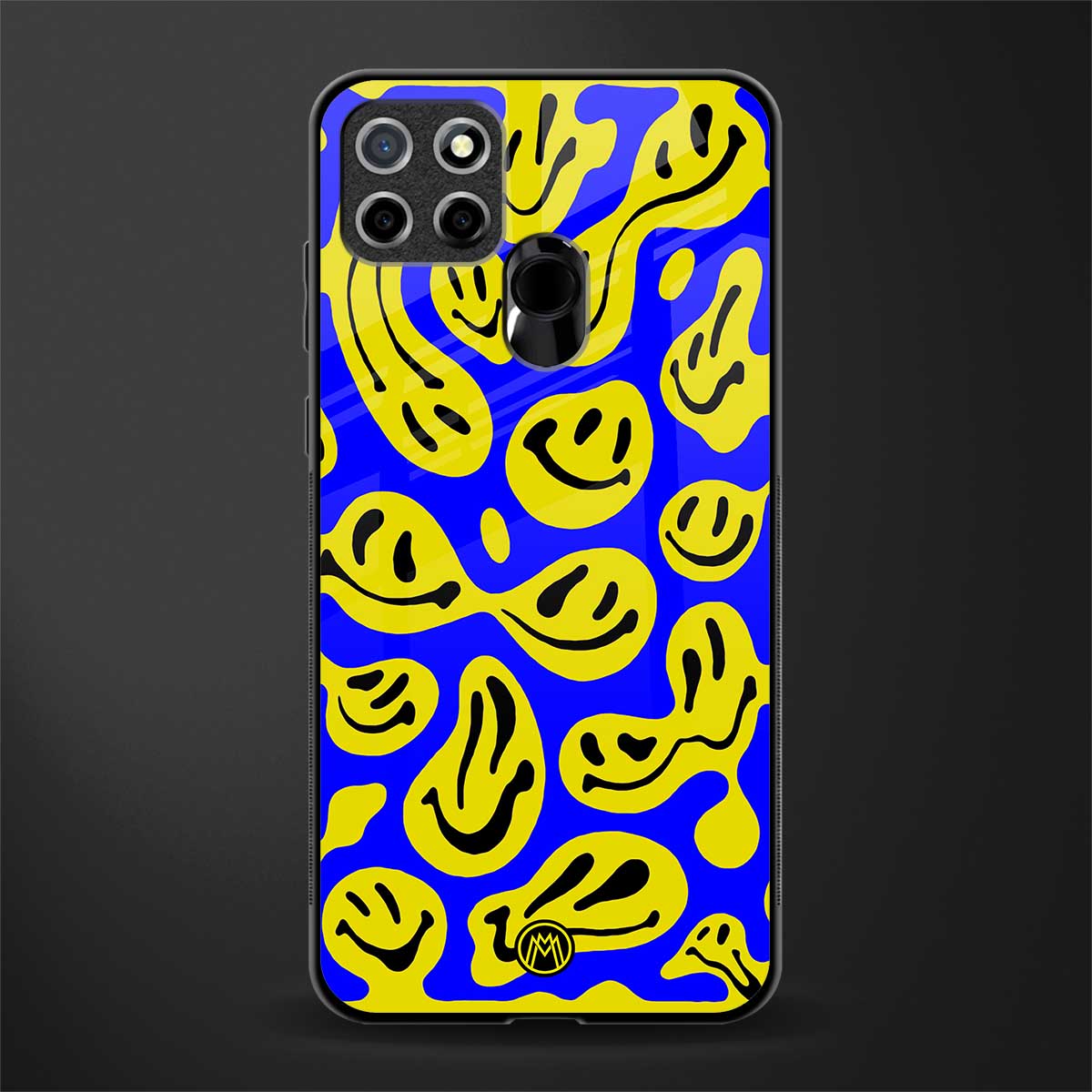 acid smiles yellow blue glass case for realme c12 image