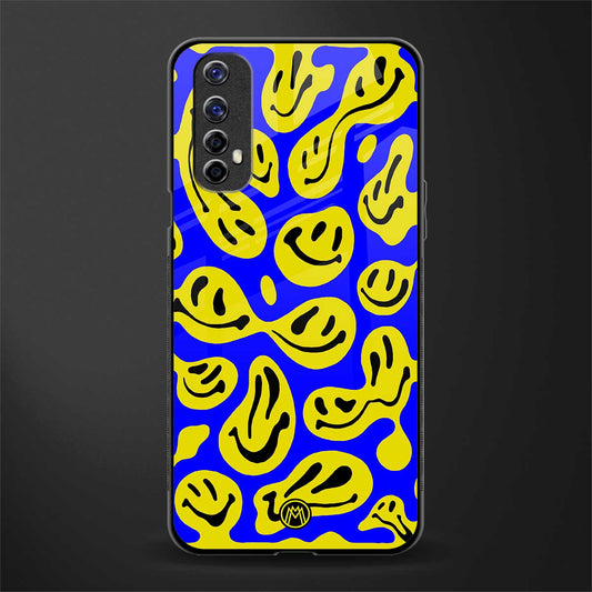 acid smiles yellow blue glass case for realme narzo 20 pro image