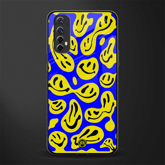 acid smiles yellow blue glass case for realme 7 image