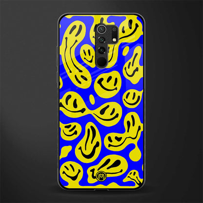 acid smiles yellow blue glass case for poco m2 image
