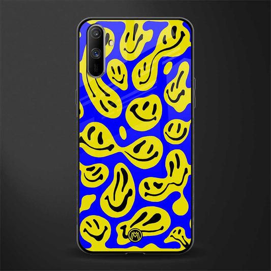 acid smiles yellow blue glass case for realme c3 image