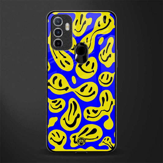 acid smiles yellow blue glass case for oppo a53 image