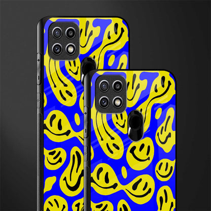 acid smiles yellow blue glass case for oppo a15s image-2