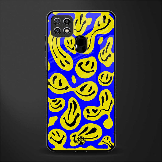 acid smiles yellow blue glass case for oppo a15s image