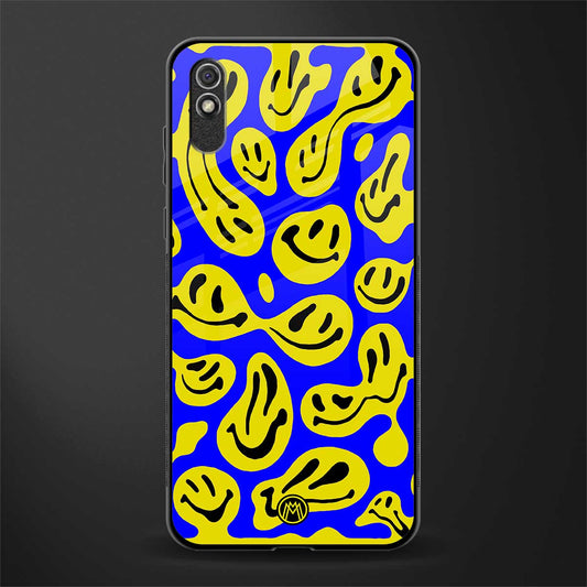 acid smiles yellow blue glass case for redmi 9a sport image