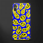 acid smiles yellow blue glass case for redmi 9i image