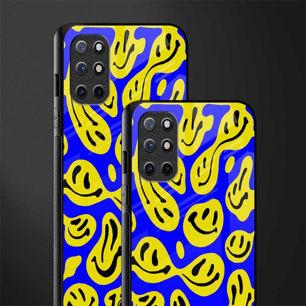 acid smiles yellow blue glass case for oneplus 8t image-2