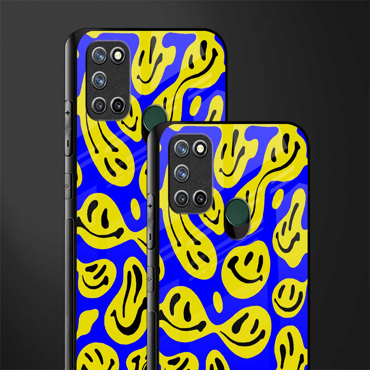 acid smiles yellow blue glass case for realme 7i image-2