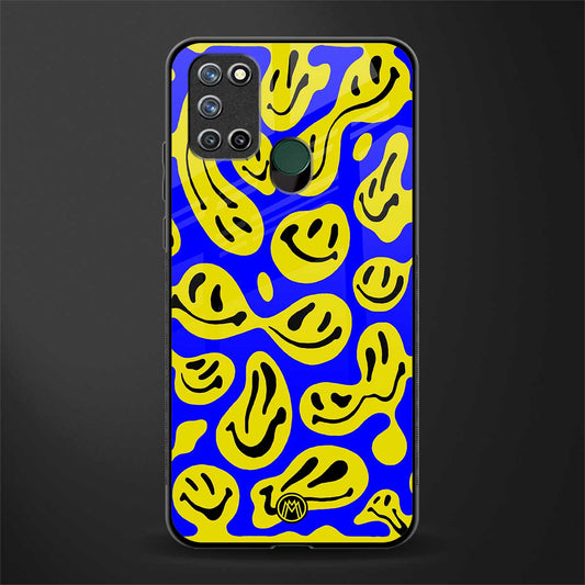 acid smiles yellow blue glass case for realme 7i image
